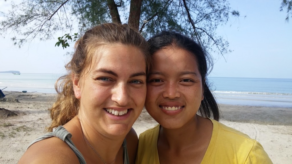 Joven camboyana y yo, Odres Beach, Sihanoukville, Camboya, Octubre 2015