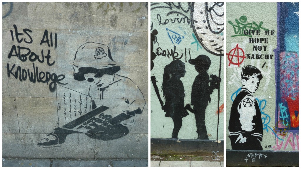 Collage de Fotos 2 de Graffitis en las calles de Bristol, Inglaterra, junio 2012